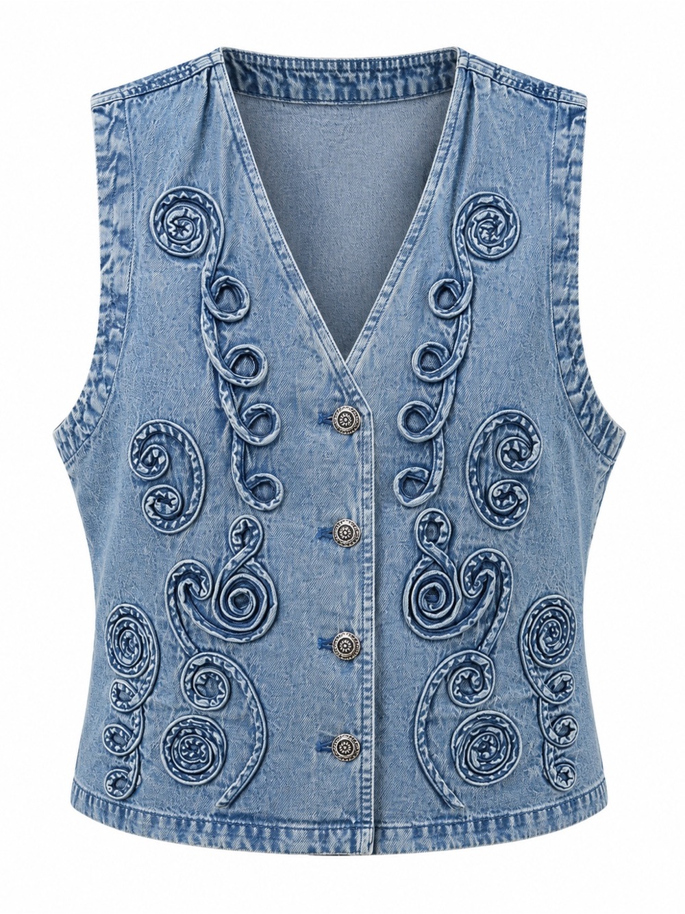 Serengeti Embossed Swirl Denim Vest Size Large
